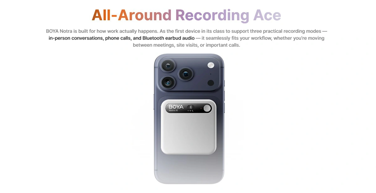 BOYA Notra All-Around Recording AI Voice Recorder Price in Bangladesh